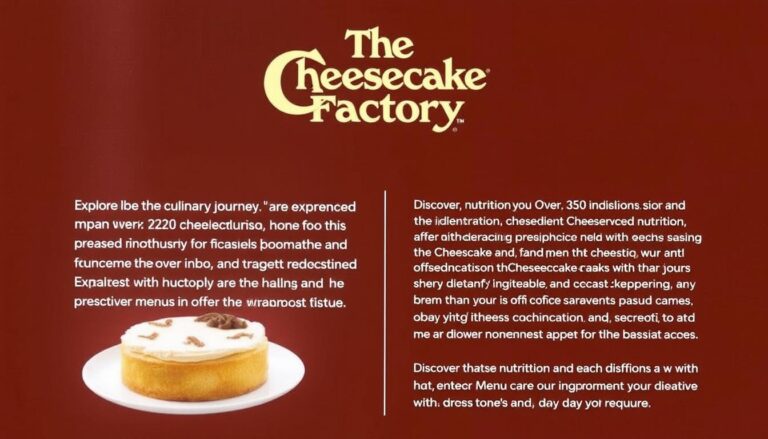 Cheesecake Factory Nutrition Menu with Prices